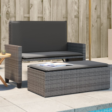 vidaXL szürke polyrattan kerti pad párnával és lábtartóval kerti bútor
