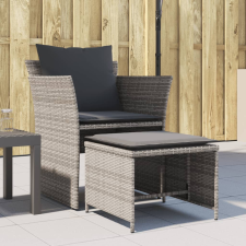 vidaXL szürke polyrattan kerti szék lábtartóval kerti bútor