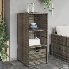 vidaXL Szürke polyrattan kerti tárolószekrény 50 x 55 x 115 cm kerti tárolás