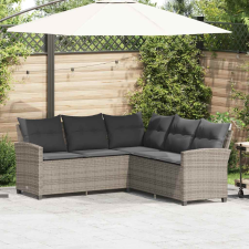 vidaXL Szürke polyrattan L-alakú kanapé párnákkal kerti bútor