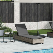 vidaXL szürke polyrattan napozóágy párnákkal 55x200x25,5 cm kerti bútor