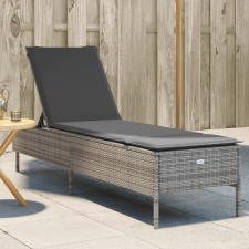 vidaXL szürke polyrattan napozóágy párnával kerti bútor