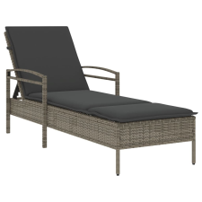 vidaXL szürke polyrattan napozóágy párnával 63x200x81 cm kerti bútor