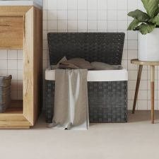 vidaXL szürke polyrattan szennyeskosár fedéllel 55,5 x 35 x 34 cm bútor