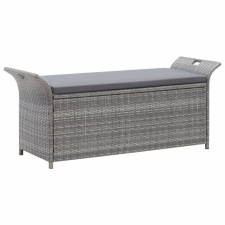 vidaXL Szürke polyrattan tárolópad párnával 138 cm kerti bútor