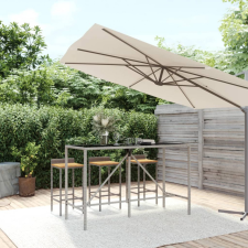 vidaXL szürke polyrattan üveglapos bárasztal 180 x 70 x 110 cm kerti bútor