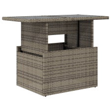 vidaXL szürke polyrattan üveglapos kerti asztal 100x55x73 cm kerti bútor
