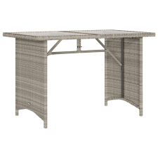 vidaXL szürke polyrattan üveglapos kerti asztal 110x68x70 cm kerti bútor