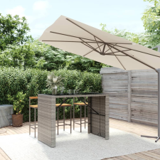 vidaXL szürke polyrattan üveglapos kerti asztal 145 x 80 x 110 cm kerti bútor