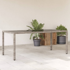 vidaXL szürke polyrattan üveglapos kerti asztal 190 x 90 x 75 cm kerti bútor