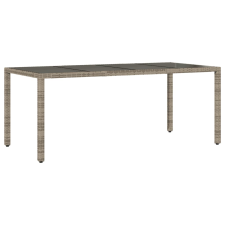 vidaXL szürke polyrattan üveglapos kerti asztal 190 x 90 x 75 cm kerti bútor