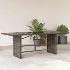 vidaXL szürke polyrattan üveglapos kerti asztal 190x80x74 cm kerti bútor