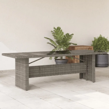vidaXL szürke polyrattan üveglapos kerti asztal 240 x 90 x 75 cm kerti bútor