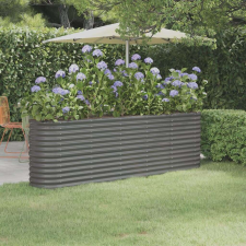 vidaXL szürke porszórt acél kerti magaságyás 224x40x68 cm kerti tárolás
