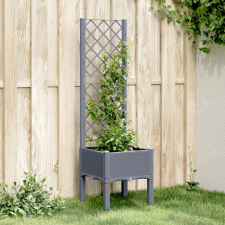 vidaXL szürke PP rácsos kerti ültetőláda 40 x 40 x 142 cm kerti tárolás