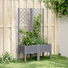 vidaXL Szürke pp rácsos kerti ültetőláda 80 x 40 x 142 cm kerti tárolás