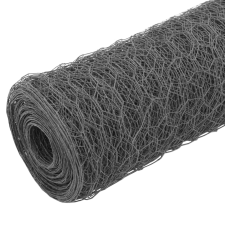 vidaXL szürke PVC-bevonatú acél csirkeháló drótkerítés 25 x 0,5 m (143274) építőanyag