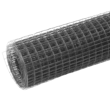 vidaXL szürke PVC-bevonatú acél csirkeháló drótkerítés 25 x 0,5 m (143652) építőanyag