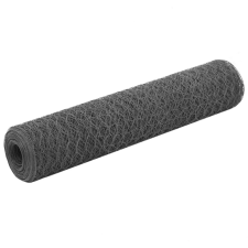 vidaXL szürke PVC-bevonatú acél drótháló hatszögletű szemek 25x0,75 m kerti dekoráció