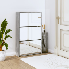 vidaXL szürke sonoma 3-szintes cipőszekrény tükörrel 63x17x102,5 cm bútor
