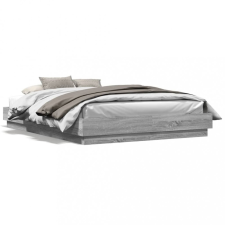 vidaXL Szürke sonoma ágykeret LED-világítással 140 x 200 cm ágy és ágykellék