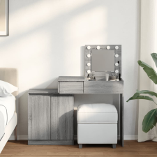 vidaXL szürke sonoma LED-es fésülködőasztal 115 x 37 x 110,5 cm bútor