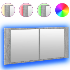 vidaXL szürke sonoma LED-es tükrös fürdőszobaszekrény 100 x 12 x 45 cm fürdőszoba bútor