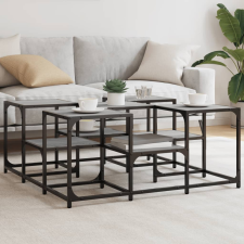 vidaXL szürke sonoma szerelt fa dohányzóasztal 91x91x40 cm bútor