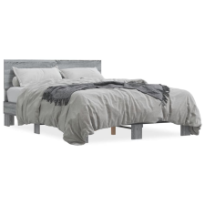 vidaXL szürke sonoma szerelt fa és fém ágykeret 120 x 190 cm ágy és ágykellék