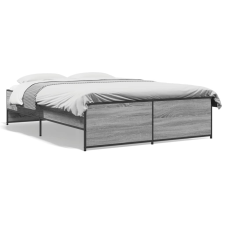vidaXL szürke sonoma szerelt fa és fém ágykeret 120 x 190 cm ágy és ágykellék