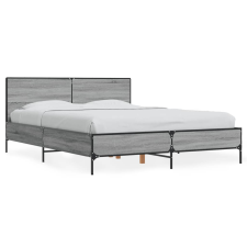 vidaXL szürke sonoma szerelt fa és fém ágykeret 120 x 200 cm ágy és ágykellék