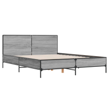 vidaXL szürke sonoma szerelt fa és fém ágykeret 150 x 200 cm ágy és ágykellék