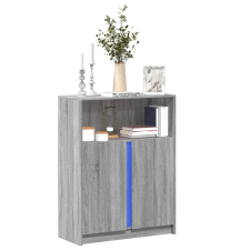 vidaXL szürke sonoma szerelt fa tálalószekrény LED-del 77x34x100 cm bútor
