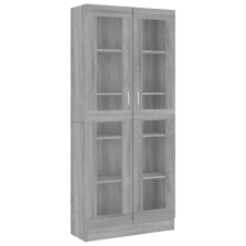 vidaXL szürke sonoma szerelt fa vitrinszekrény 82,5x30,5x185,5 cm (815622) bútor