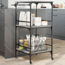 vidaXL szürke sonoma szerelt fa zsúrkocsi 60,5 x 50 x 105 cm bútor