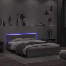 vidaXL szürke sonoma színű ágykeret fejtámlával és LED-del 160x200 cm ágy és ágykellék