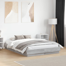 vidaXL szürke sonoma színű ágykeret LED-világítással 120 x 190 cm ágy és ágykellék