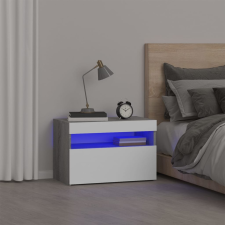 vidaXL szürke sonoma színű éjjeliszekrény LED világítással 60x35x40 cm bútor