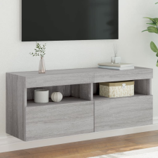 vidaXL szürke sonoma színű fali TV-szekrény LED-del 100x30x40 cm bútor