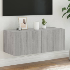 vidaXL szürke sonoma színű fali TV-szekrény LED-del 80x35x31 cm bútor