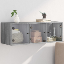 vidaXL szürke sonoma színű faliszekrény üvegajtókkal 102 x 37 x 35 cm bútor