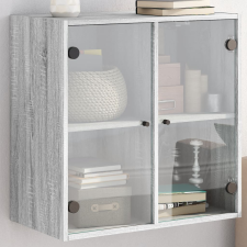 vidaXL szürke sonoma színű faliszekrény üvegajtókkal 68 x 37 x 68,5 cm bútor