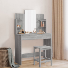 vidaXL Szürke sonoma színű fésülködőasztal tükörrel 96x39x142 cm bútor