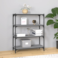 vidaXL szürke sonoma színű szerelt fa/acél könyvszekrény 80x33x100 cm bútor