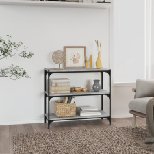 vidaXL szürke sonoma színű szerelt fa/acél könyvszekrény 80x33x70,5 cm bútor