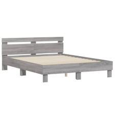 vidaXL szürke sonoma színű szerelt fa ágykeret fejtámlával 140x200 cm (3207425) ágy és ágykellék