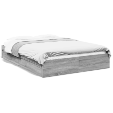 vidaXL szürke sonoma színű szerelt fa ágykeret fiókokkal 150x200 cm ágy és ágykellék