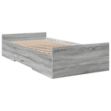 vidaXL szürke sonoma színű szerelt fa ágykeret fiókokkal 75x190 cm (3280354) ágy és ágykellék