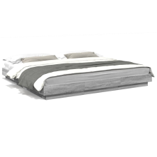 vidaXL szürke sonoma színű szerelt fa ágykeret LED-del 200x200 cm ágy és ágykellék