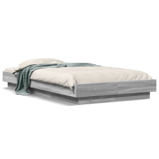 vidaXL szürke sonoma színű szerelt fa ágykeret LED-del 90 x 200 cm ágy és ágykellék